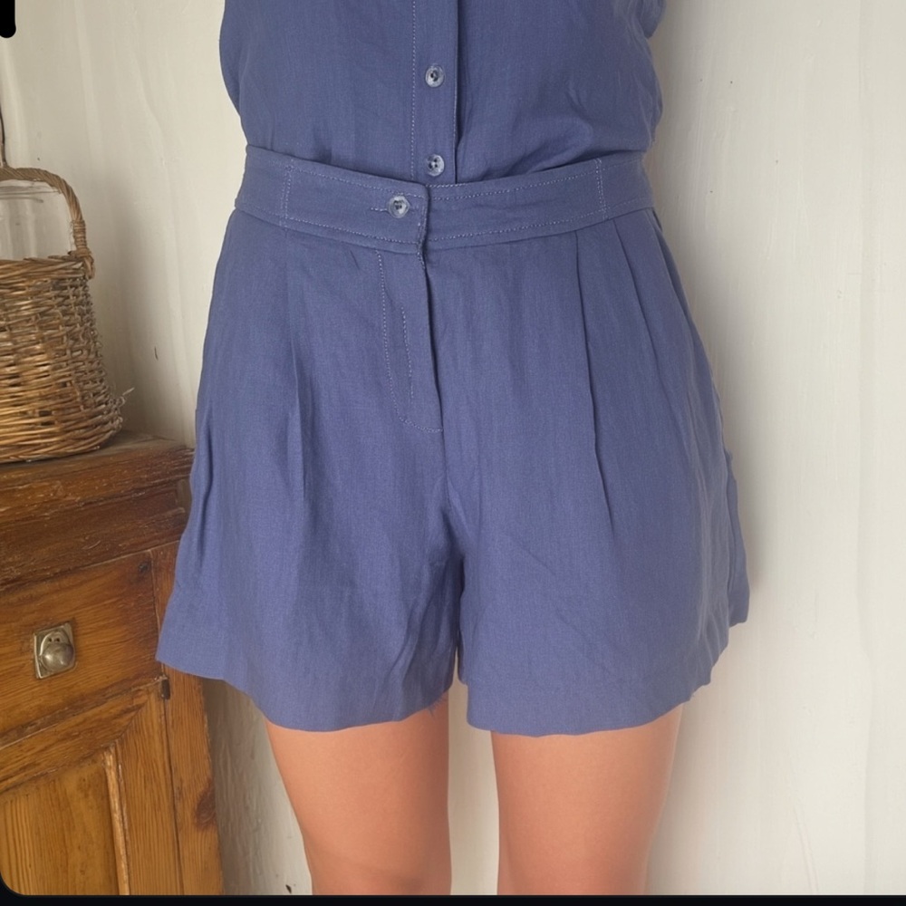 230$ Linen Blend Jason Wu Paper Bag High Waisted Pleated Shorts Casual N…